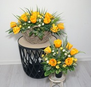 ZESTAW NAGROBNY KOMPOZYCJA + BUKIET GRÓB CMENTARZ POMNIK