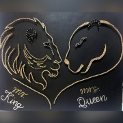 Obraz lew string art glamour nowoczesny deska