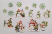 naklejki 15 szt holograficzne bałwanki dzieci zielony scrapbooking