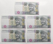 Ukraina, 1 hrywna 2004 roku, UNC, 5 szt 