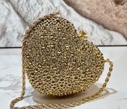 Torebka serce złote z cyrkonii mini