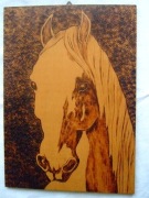 Głowa konia grafika wypalana sklejka  21x30 cm PRL