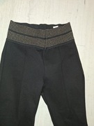 Eleganckie legginsy ZARA z ozdobnymi dżetami r.S 36 zakładkami przeszyciami