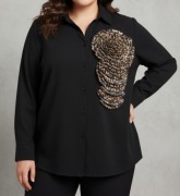 Freestyle oversize koszula z żabotem panterka 46 48 50