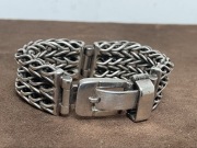 Polska Autorska Masywna Srebrna Bransoletka i Pierścionek Sygnowana  z Prl