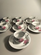 MEISSEN – Zestaw 7 filiżanek "Łabędzia Szyja" – Miśnia (1924-1934)