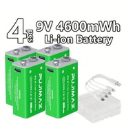 Akumulator litowo-jonowy 9V Li-ion 6F22 2 sztuki 4600mWh Typu C 