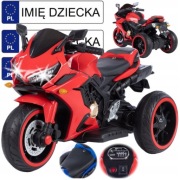 DUŻY TRÓJKOŁOWY MOTOR NA AKUMULATOR DLA DZIECI 2x45W LED MP3 SKÓRA
