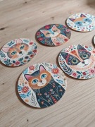 Śliczne podkładki pod kubki kotki koty dla kociarzy