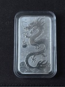 Smok 2018 sztabkomoneta rectangle dragon Ag kapsel