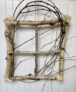 Dekoracja ścienna duże okienko wiosenne Wielkanoc boho rustykalny stroik