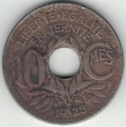Francja 10 centymów centimes 1923 21,3 mm nr 3 Błyskawica