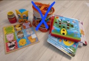Zestaw zabawek: sowa opowiadająca bajki, guziczki do wciskania, puzzle magn