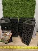 Lampki solarne latarnie słupki wzorzyste 6 sztuk białe ciepłe światło