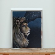Obraz malowany ręcznie, lew.