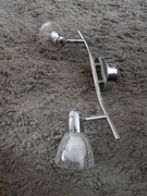 Kinkiet ścienny srebrny z dwoma żarówkami 