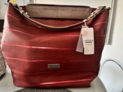 Chiara Design torebka shopper skóra ekologiczna bordowa + kosmetyczka Nowa