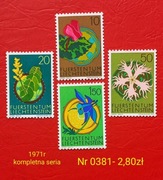 Znaczki flora;0381: kwiaty- Liechtenstein 1971r **