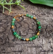 Bransoletka agat zielony i lawa wulkaniczna 