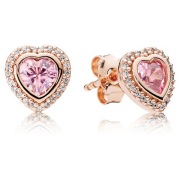 PANDORA Rose Kolczyki różowe serce ALE MET