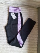 Legginsy sportowe czarne ze wstawkami fiolet rozmiar L/XL
