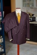 Burgundowy garnitur dwurzędowy r54-56, 100% wełna, flanelowy