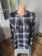 Moyabo koszula bluzka tunika z zamkiem 2XL w kratę damska rayon