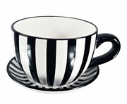 Donica filiżanka GIGANT biało czarna pasy