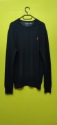 Sweter  crewneck czarny  z długim  rękawem Ralph Lauren z prima cotton 