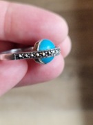 Srebrny pierścionek z turkusem i markazytami 19