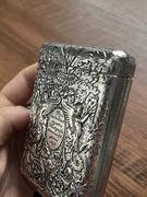 papierośnica metalowa rzeźbiona ozdobna vintage antyk etui papierosy retro