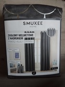 2 szare zasłony glamour aksamitne welurowe przelotki  SMUKEE 2x zasłona 