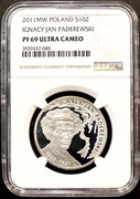 10 ZŁ 2011, IGNACY JAN PADEREWSKI NGC PF69 UC #73