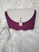 Torebka elegancka śliwka na szydełku rękodzieło handemade 