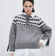 Zara sweter damski Henley Nordic Alpaka szary M/38