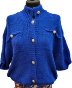 Sweter damski, rozpinany, niebieski miękki, ciepły, elegancki, stylowy