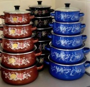 Zestaw retro oldschoolowych garnków prl różne kolory