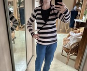 Lindex sweter damski S lekki cienki kopertowy w paski sweterek kardigan