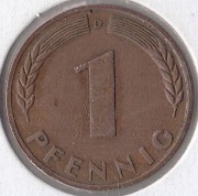NIEMCY  1 pfennig 1949 D, KM# A101, VF