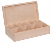 POJEMNIK PUDEŁKO drewniane na herbatę 8 przegród ORGANIZER SKRZYNKA PREZENT