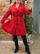 H&M Trencz płaszcz rozkloszowany czerwony pasek retro vintage r 38