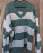 Duży ciepły sweter w pasy roz 44-46 