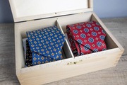 Zestaw Jedwabnych Krawatów z Drewnianą Skrzynką