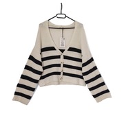 Damski Sweter Kardigan Krótki Luźny Pasy Pull & Bear |R. M