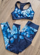 Komplet sportowy top biustonosz stanik + leginsy getry ADIDAS rozm. S