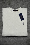 Polo Ralph Lauren sweter vintage cable knit biały basic L unisex