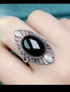 Pierścionek ze srebra S925 z naturalnym agatem 