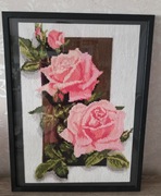 Róże - nowy władnoręcznie wykonany obraz haftowany