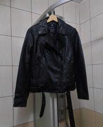 płaszcz kurtka M woman elegancki damski czarna ciemna black z kołnier