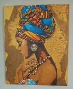 Obraz akryl na płótnie KOBIETA W TURBANIE Afryka ZŁOTA